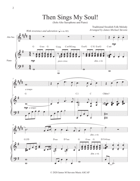 Then Sings My Soul Alto Sax Piano Page 2