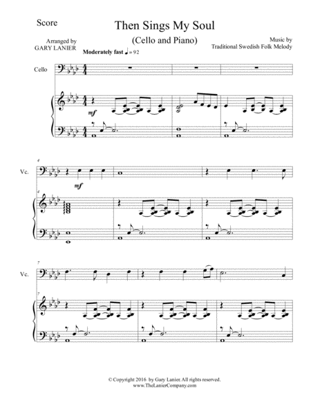 Then Sings My Soul For Cello Piano With Parts Page 2