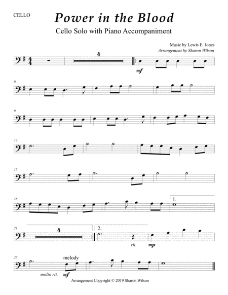 There Is Power In The Blood Easy Cello Solo With Piano Accompaniment Page 2