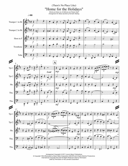 Theres No Place Like Home For The Holidays For Brass Quintet Page 2