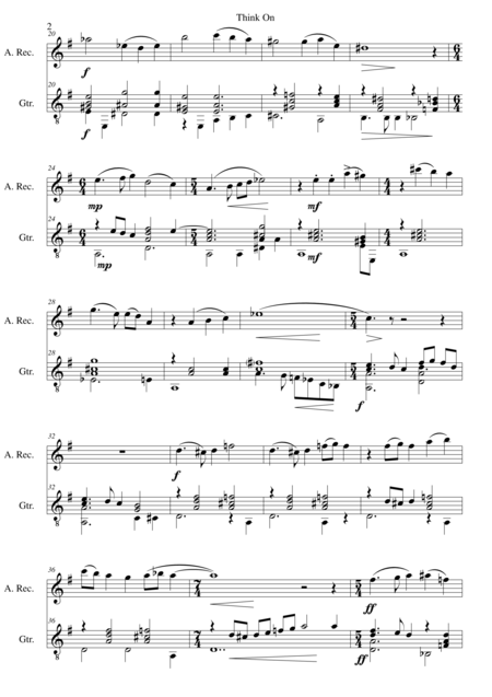 Think On For Alto Recorder And Guitar Page 2