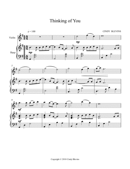 Thinking Of You For Harp And Violin Page 2