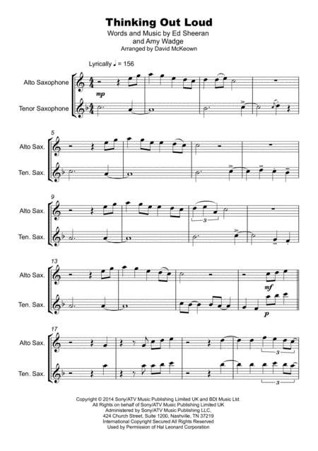 Thinking Out Loud Duet For Alto And Tenor Saxophone Page 2