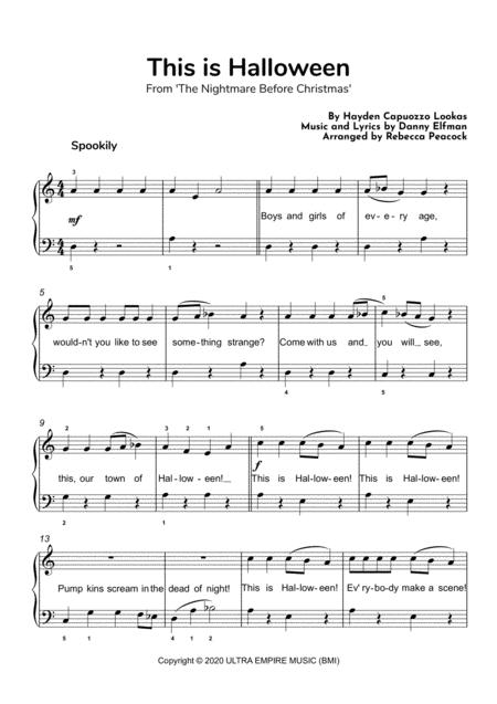 This Is Halloween From The Nightmare Before Christmas Easy Beginner Piano Arrangement Page 2