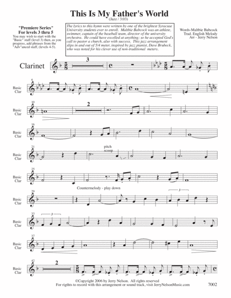 This Is My Fathers World Arrangements Level 3 5 For Clarinet Written Acc Hymns Page 2