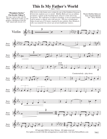 This Is My Fathers World Arrangements Level 3 5 For Violin Written Acc Hymns Page 2