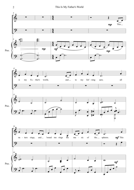 This Is My Fathers World For Satb Choir With Piano Accompaniment Page 2