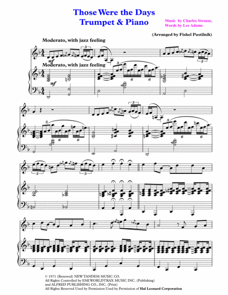 Those Were The Days For Trumpet And Piano Jazz Pop Version With Improvisation Page 2