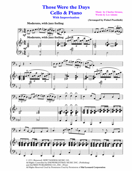 Those Were The Days With Improvisation For Cello And Piano Page 2