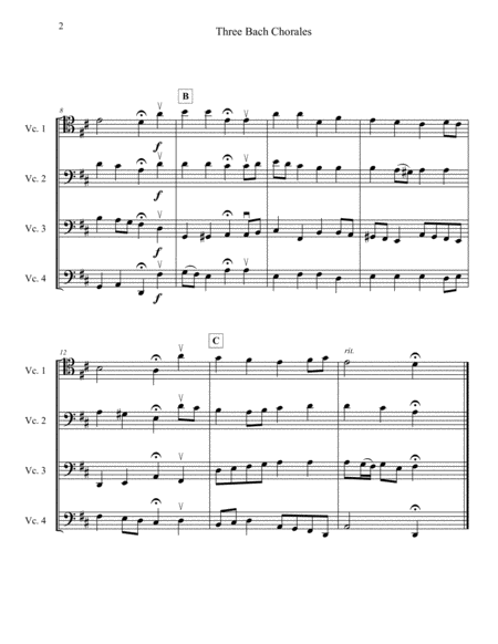 Three Bach Chorales For Cello Quartet Or Ensemble Four Cellos Page 2