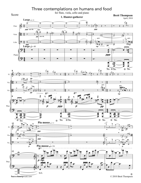 Three Contemplations On Humans And Food For Flute Viola Cello And Piano Page 2