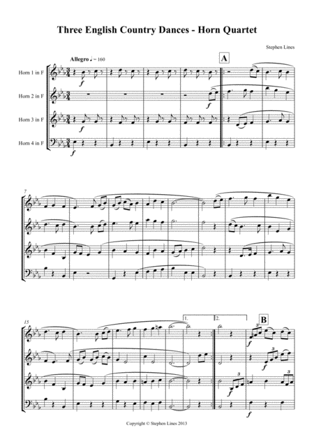Three English Country Dances For Horn Quartet Page 2
