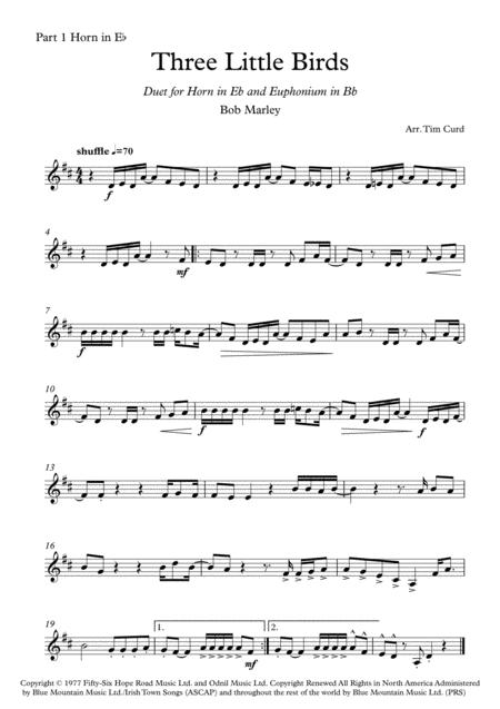 Three Little Bird Duet For Horn In Eb And Euphonium In Bb Page 2