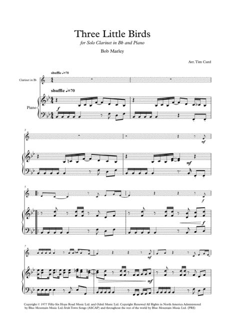 Three Little Birds Solo For Clarinet And Piano Page 2