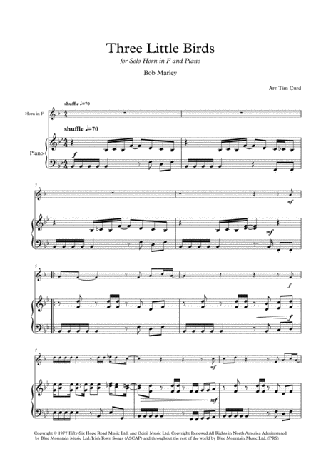 Three Little Birds Solo For Horn In F And Piano Page 2