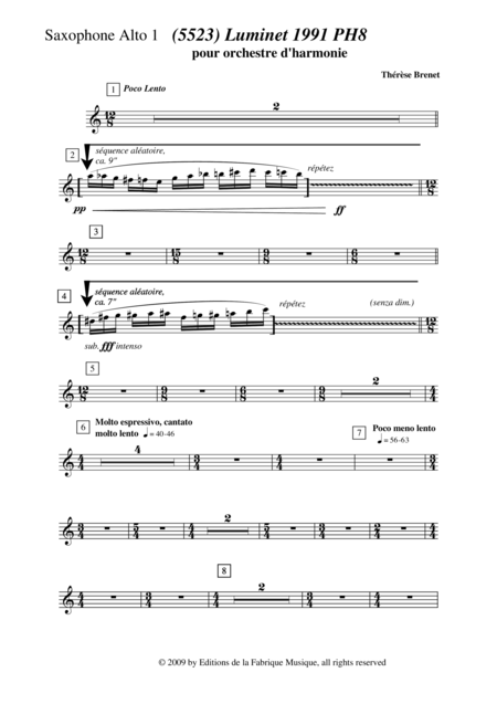 Thrse Brenet 5523 Luminet 1991 Ph8 For Concert Band Alto Saxophone 1 Part Page 2