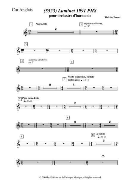 Thrse Brenet 5523 Luminet 1991 Ph8 For Concert Band English Horn Part Page 2