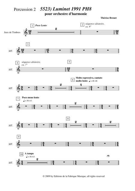 Thrse Brenet 5523 Luminet 1991 Ph8 For Concert Band Percussion 2 Page 2