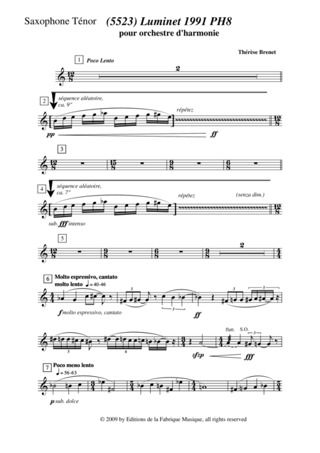 Thrse Brenet 5523 Luminet 1991 Ph8 For Concert Band Tenor Saxophone Part Page 2