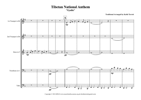 Tibetan National Anthem For Brass Quintet Page 2