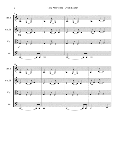 Time After Time Cyndi Lauper Arranged For String Quartet Page 2