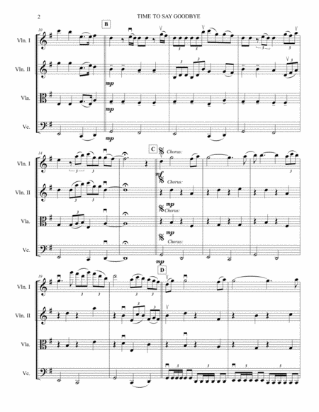 Time To Say Goodbye By Francesco Sartori For String Quartet Page 2