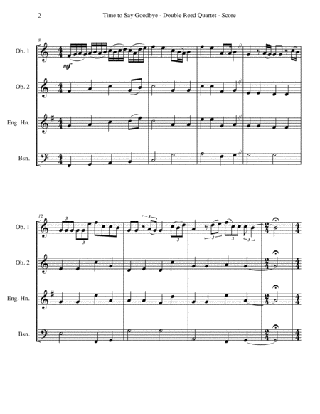 Time To Say Goodbye For Double Reed Quartet Page 2