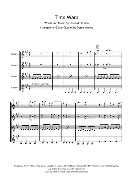 Time Warp For Intermediate Guitar Quartet Page 2