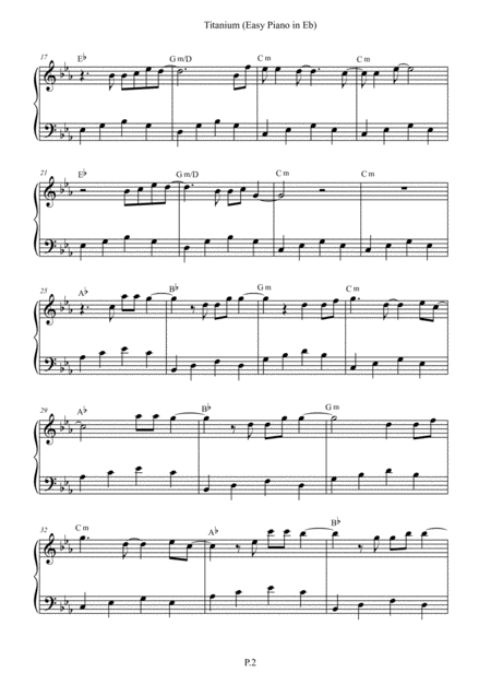 Titanium Easy Piano Solo In Published Eb Key C Key Page 2