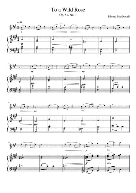 To A Wild Rose Flute And Piano Page 2
