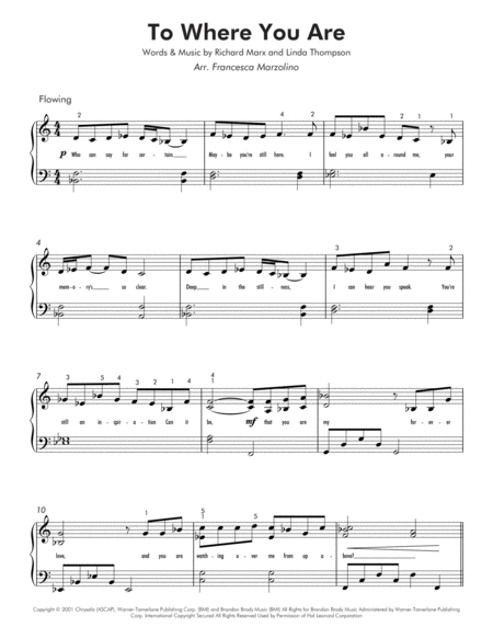 To Where You Are Easy Piano Page 2