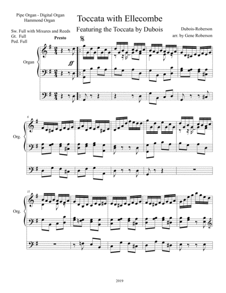 Toccata Dubois With Ellecombe For Organ Page 2