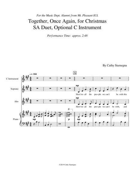 Together Once Again For Christmas Sa Duet Piano Acc Optional C Instrument Page 2