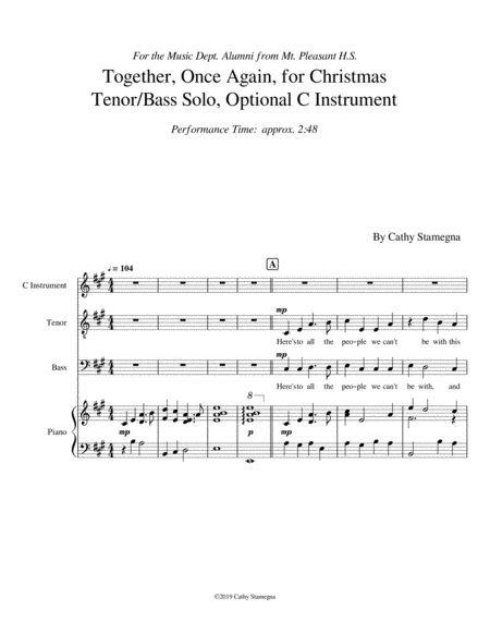 Together Once Again For Christmas Tenor Bass Solo Piano Acc Optional C Instrument Page 2