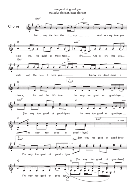 Too Good At Goodbyes Flex Band Bb Instruments Page 2