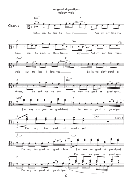 Too Good At Goodbyes Lead Sheet For Viola Page 2