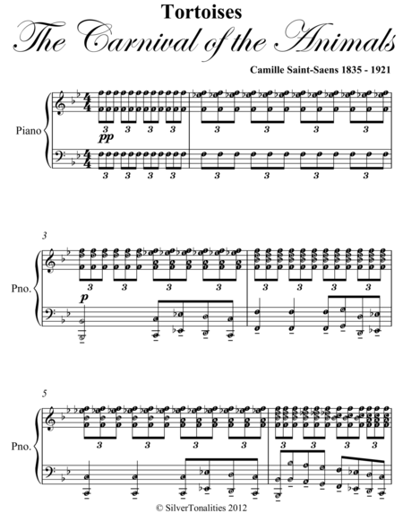 Tortoises Carnival Of The Animals Easy Intermediate Piano Sheet Music Page 2