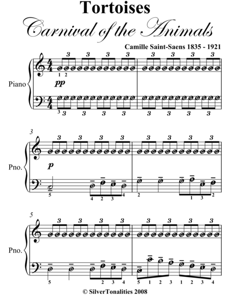 Tortoises Carnival Of The Animals Easy Piano Sheet Music Page 2