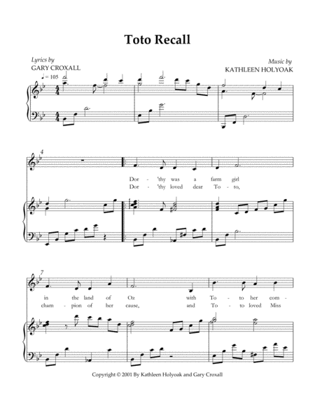 Toto Recall Vocal Solo For Young Singer Music By Kathleen Holyoak Page 2