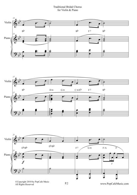 Traditional Bridal Chorus For Violin Piano Page 2