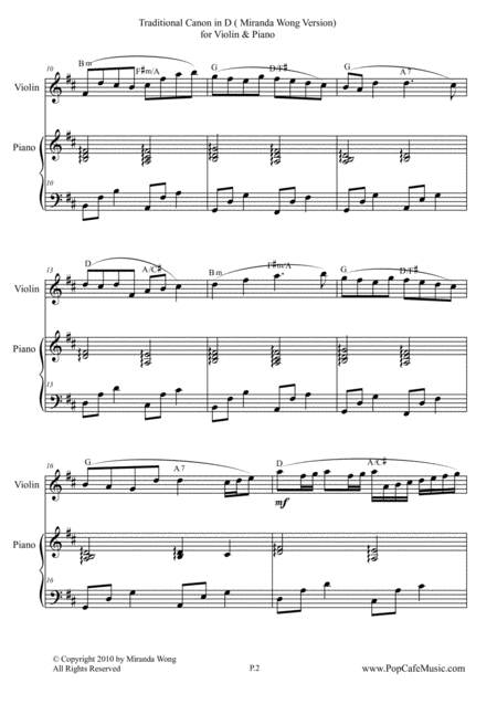 Traditional Canon In D For Violin Piano Page 2