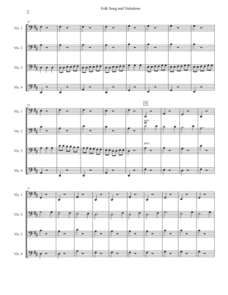 Traditional French Folk Song And Variation For Four Beginner Cellists Cello Quartet Page 2