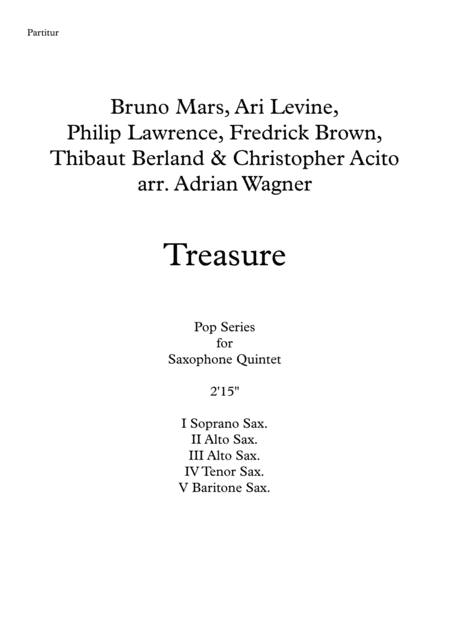 Treasure Bruno Mars Saxophone Quintet Arr Adrian Wagner Page 2