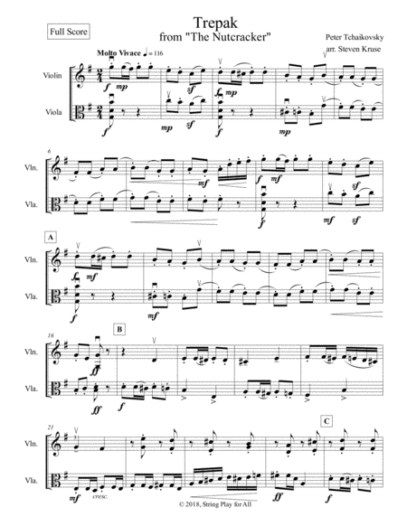 Trepak From The Nutcracker For Violin Viola Page 2