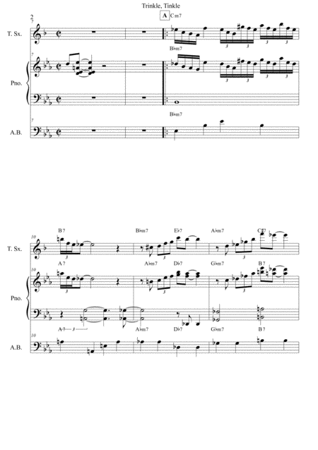 Trinkle Tinklet Monk Score And Individual Parts Tenor Sax Piano Bass Page 2