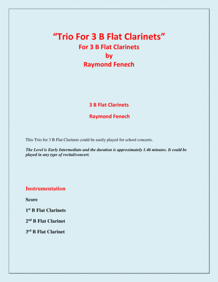 Trio For B Flat Clarinets 3 B Flat Clarinets Easy Beginner Page 2