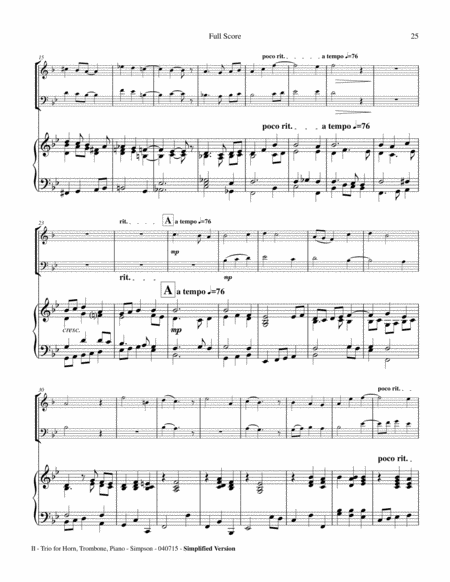 Trio For Horn Trombone And Piano 2nd Mov Simplified Page 2