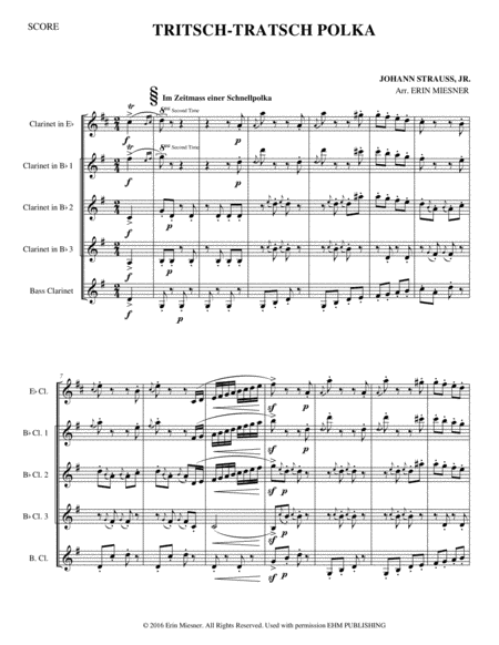 Tritsch Tratsch Polka For Clarinet Quartet Page 2