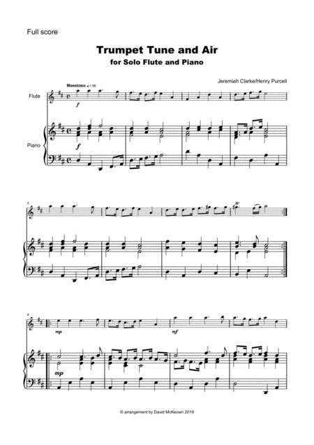 Trumpet Tune And Air By Purcell For Solo Flute And Piano Page 2