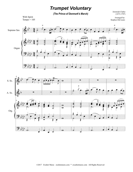 Trumpet Voluntary Duet For Soprano And Alto Saxophone Organ Accompaniment Page 2